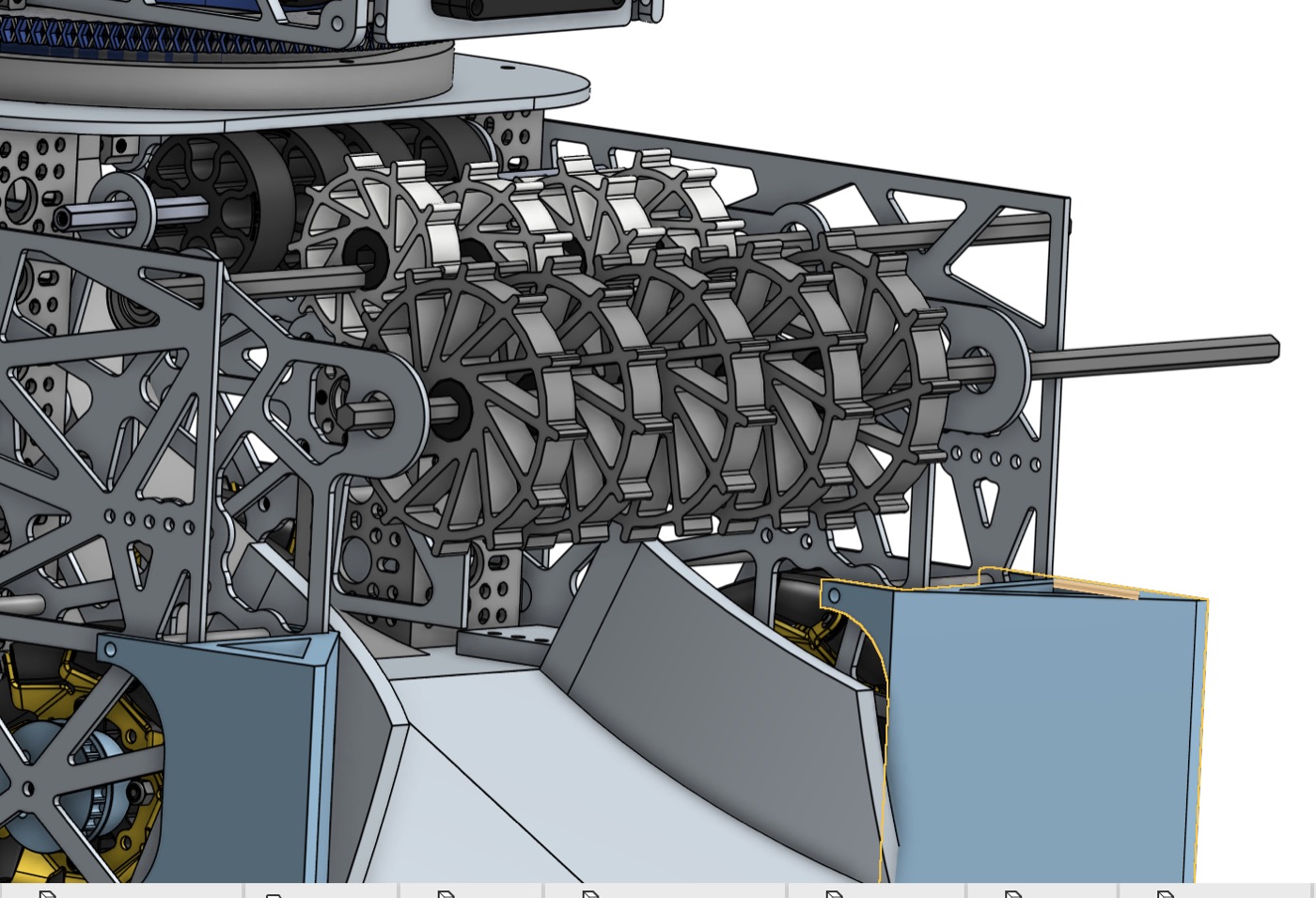 FTC CAD close-up of roller transfer and intake geometry