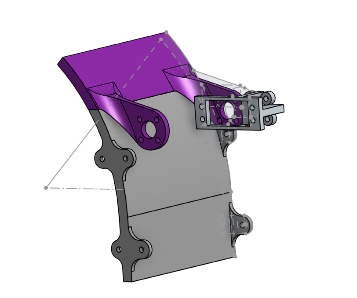 FTC CAD model of a pivoting hopper or flap linkage