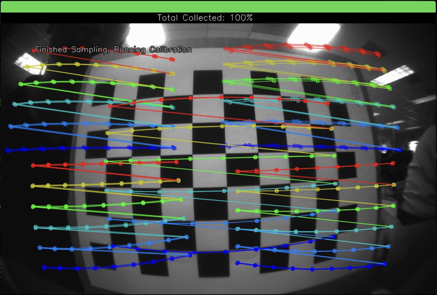 Camera calibration overlay on checkerboard